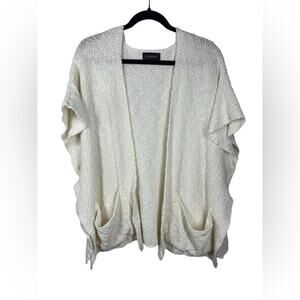 Eskandar White Tabard Linen Blend Knit Open Front Cardigan